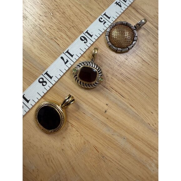 Lot Of 3 Vintage Two-Tone Enhancer Pendants, Retro, Y2K, Glam, Lux - Picture 9 of 11